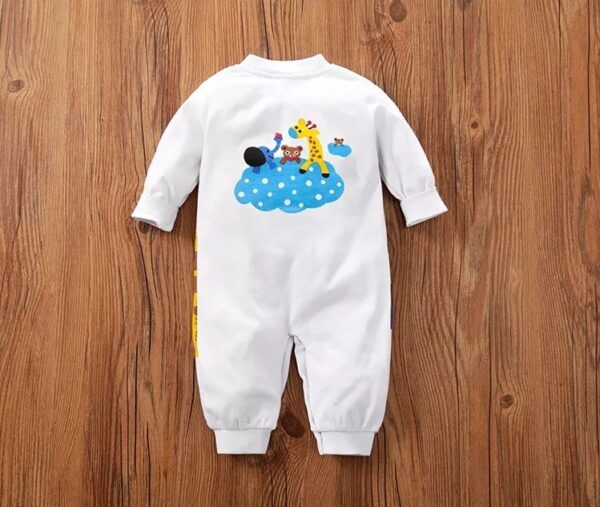 Cute Giraff In White Long Sleeve One Piece - Image 2