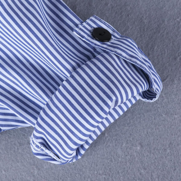 4 Piece Blue Stripe Shirt And Denim Pant Suspender Party Wear - Image 13