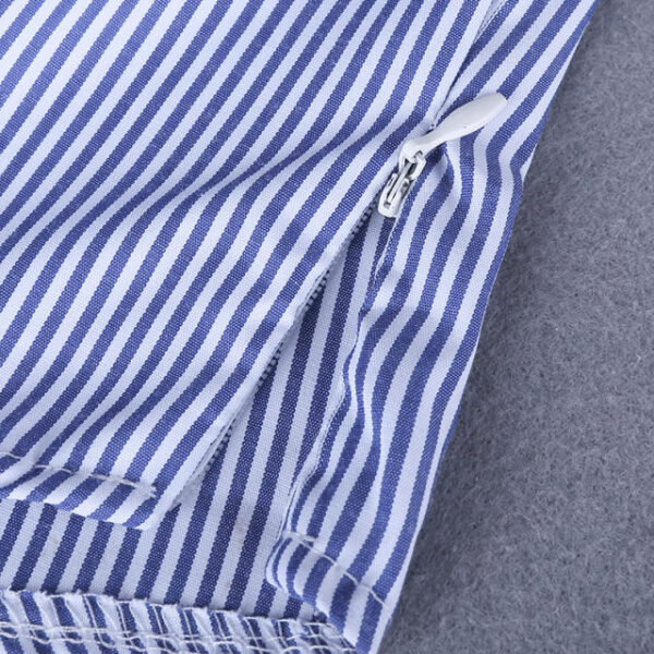 4 Piece Blue Stripe Shirt And Denim Pant Suspender Party Wear - Image 3