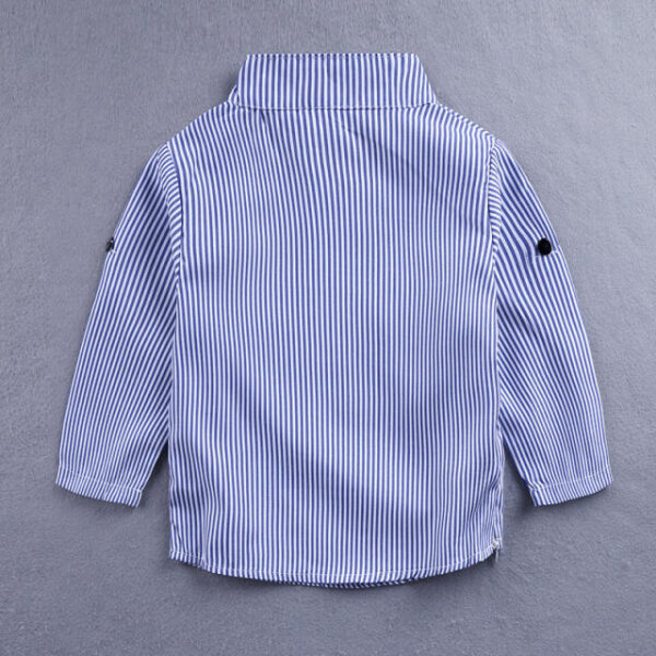 4 Piece Blue Stripe Shirt And Denim Pant Suspender Party Wear - Image 6