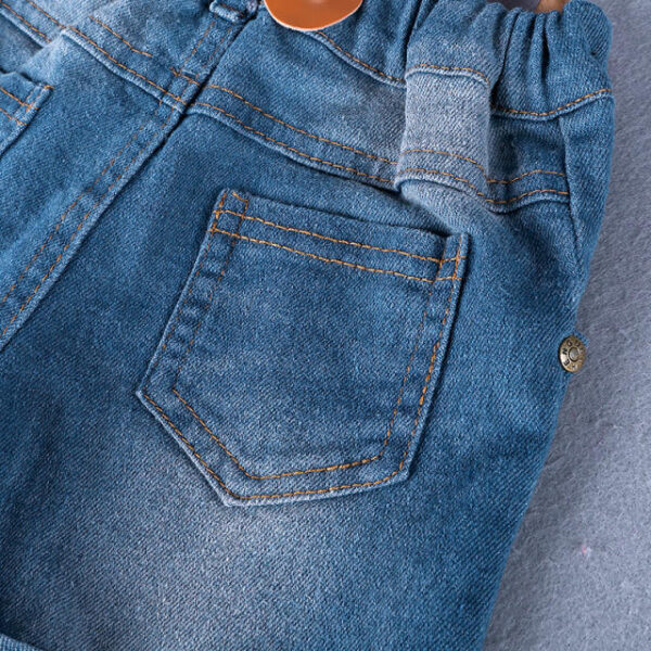 4 Piece Blue Stripe Shirt And Denim Pant Suspender Party Wear - Image 9