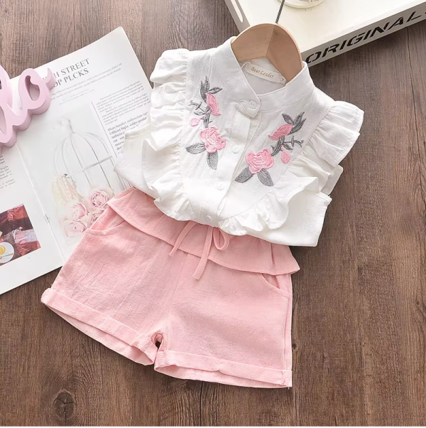 White Embroidery Top And Pink Pant Design