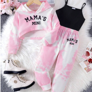 Pink And White Hooded Top Skinny And Long Pant Casual Wear