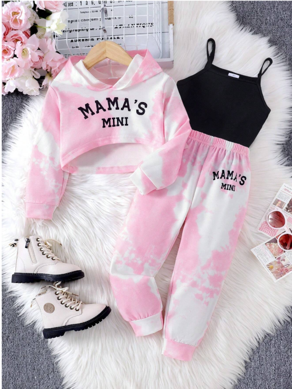 Pink And White Hooded Top Skinny And Long Pant Casual Wear