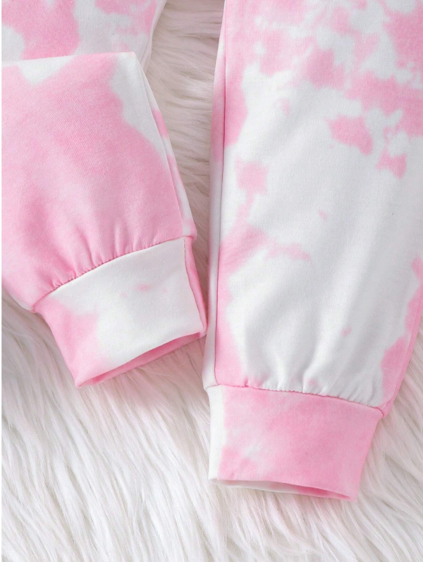 Pink And White Hooded Top Skinny And Long Pant Casual Wear - Image 3