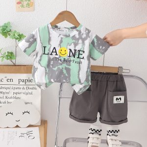 Green, White Random Stripe Letter  Smiley  Design T Shirt And Pant Design