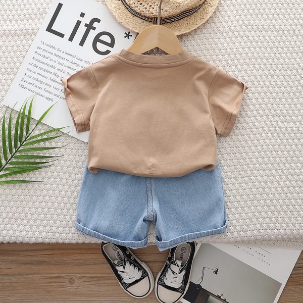 Octopus Print Brown T Shirt With Blue Pant Design - Image 2