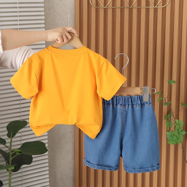 Orange T Anime T Shirt With Denim Pant Design - Image 2