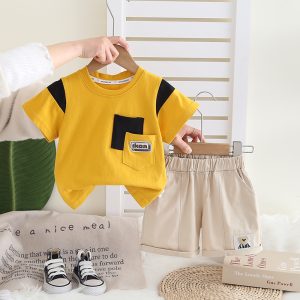 Yellow Black T Shirt With Beige Pant Design