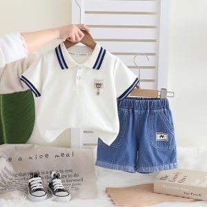 White Collar T Shirt With Denim Pant Design
