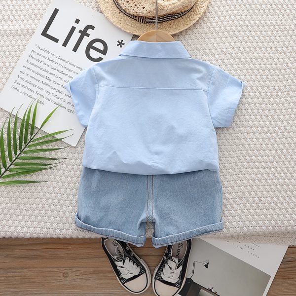 Enjoy The Moment Print Light Blue  Shirt And Denim Pant - Image 2