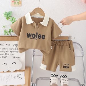 Wolee Print Brown Colour Full T Shirt Pant Design