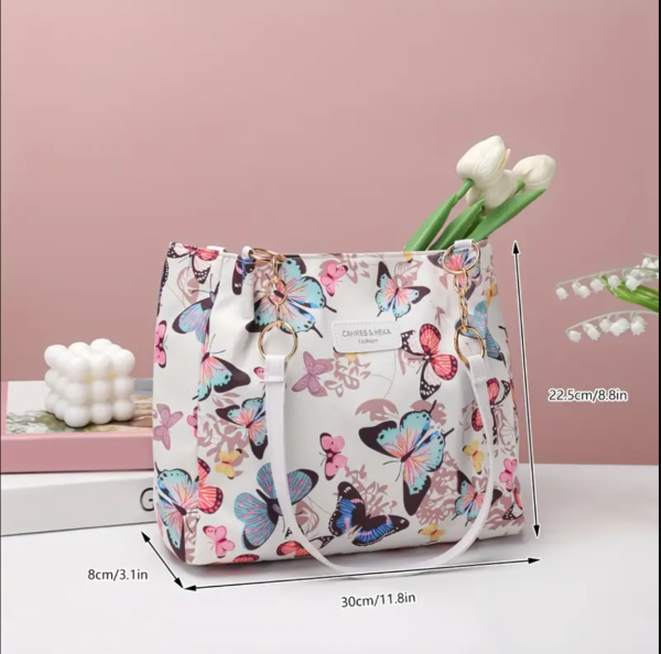 Black And White Butterfly Handbags Tote Shoulder Crossbody Bag For Women - Image 2