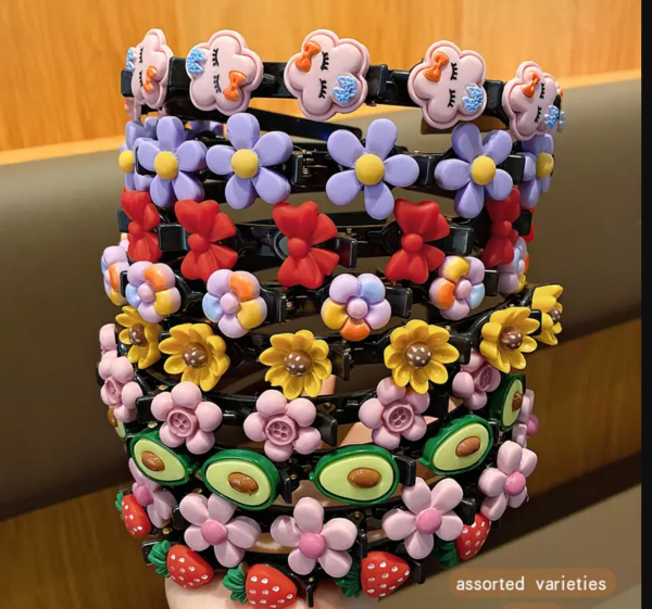 5 Piece Cute Resin Flower Hair Bands, Assorted Colors, All-Season Non-Textile Hair Accessories for Daily Use - Image 3