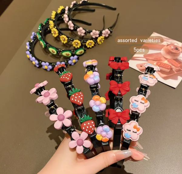 5 Piece Cute Resin Flower Hair Bands, Assorted Colors, All-Season Non-Textile Hair Accessories for Daily Use - Image 2