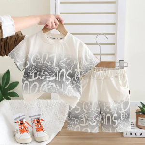 Letter Print Shaded Print White T Shirt And Pant Baby Boy Wear