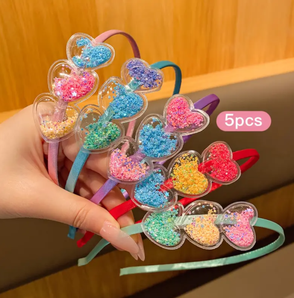 5 Piece Cute Modern Heart Shaped Minimalist Hair Band , Assorted Colors - Image 2