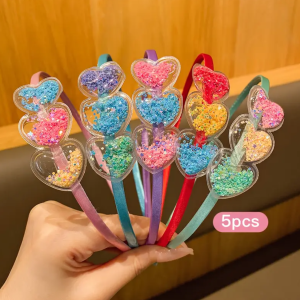 5 Piece Cute Modern Heart Shaped Minimalist Hair Band , Assorted Colors