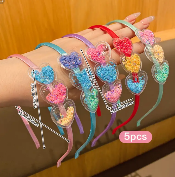 5 Piece Cute Modern Heart Shaped Minimalist Hair Band , Assorted Colors - Image 3