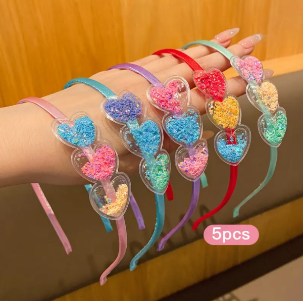 5 Piece Cute Modern Heart Shaped Minimalist Hair Band , Assorted Colors - Image 4