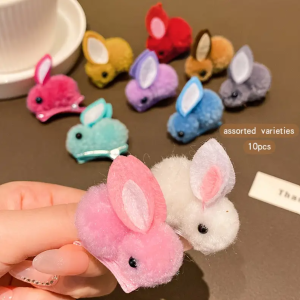 10 Piece Cute Rabbit Cut Hair Bands, Assorted Colors,Daily Use