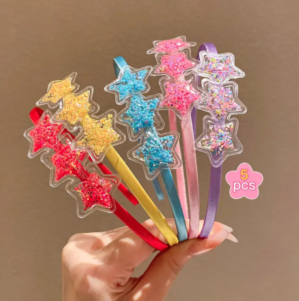 5 Piece Cute Modern Star Shaped Minimalist Hair Band , Assorted Colors - Image 3