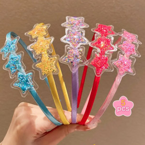 5 Piece Cute Modern Star Shaped Minimalist Hair Band , Assorted Colors