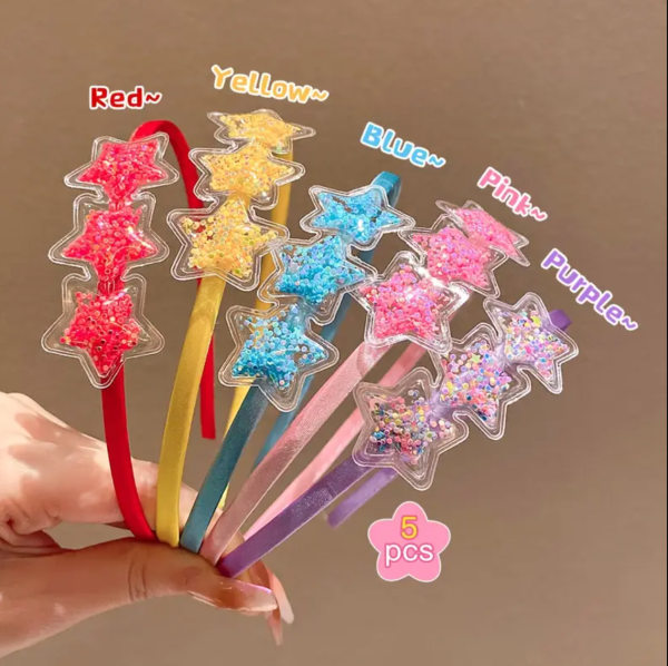 5 Piece Cute Modern Star Shaped Minimalist Hair Band , Assorted Colors - Image 4
