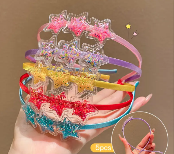 5 Piece Cute Modern Star Shaped Minimalist Hair Band , Assorted Colors - Image 6