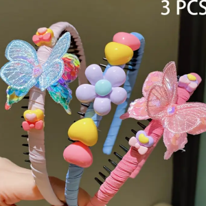 3 Piece Cute Puff Rabbit Minimalist Hair Band , Assorted Colors