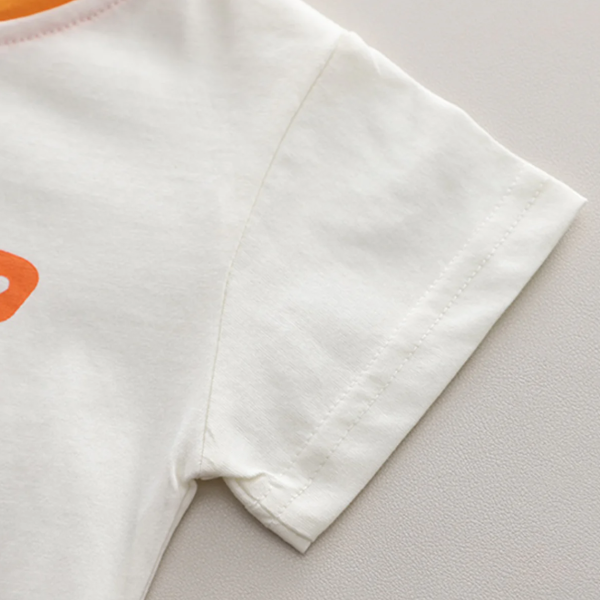 Cute Monster Print White Orange Colour T Shirt Pant Design - Image 3