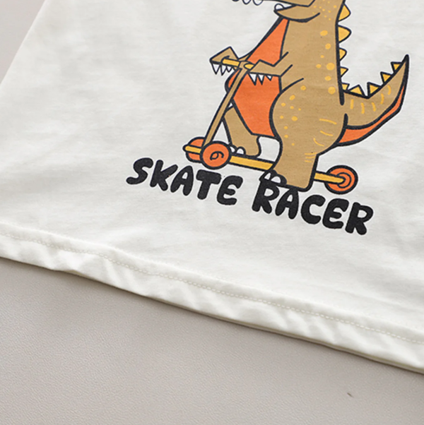 Cute Monster Print White Orange Colour T Shirt Pant Design - Image 5