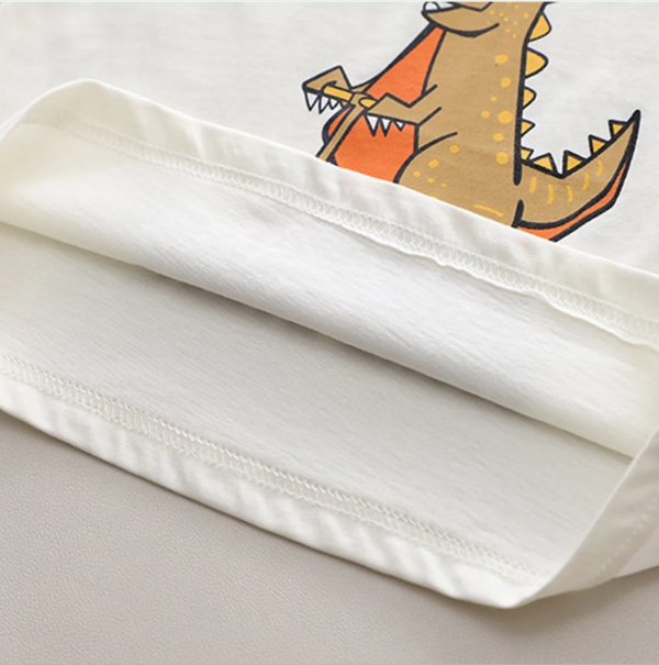 Cute Monster Print White Orange Colour T Shirt Pant Design - Image 6