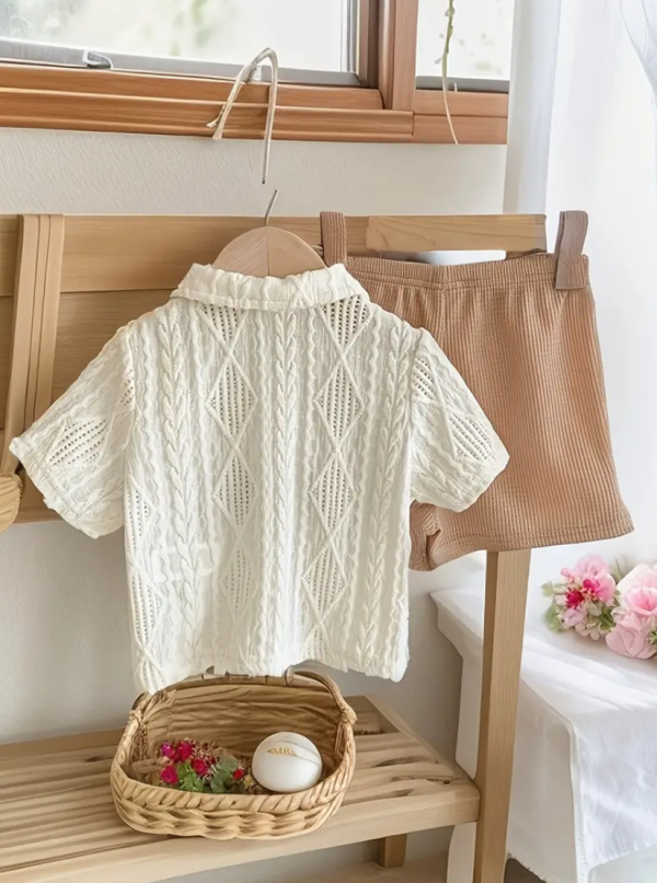 Summer Set With Cream Top And Beige Pant Design - Image 5