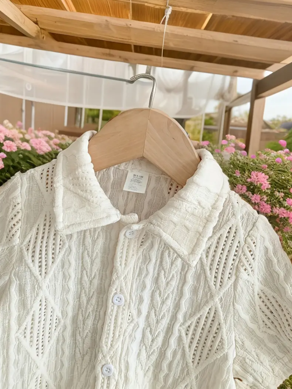 Summer Set With Cream Top And Beige Pant Design - Image 3