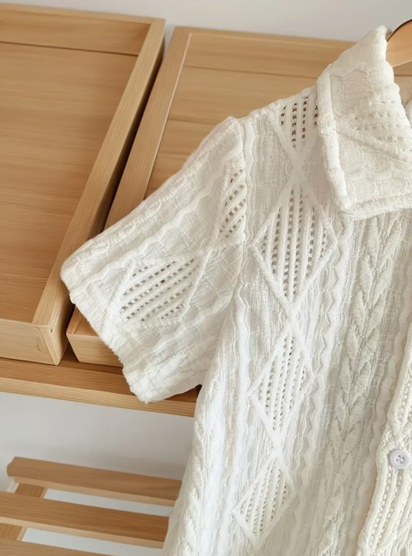 Summer Set With Cream Top And Beige Pant Design - Image 2