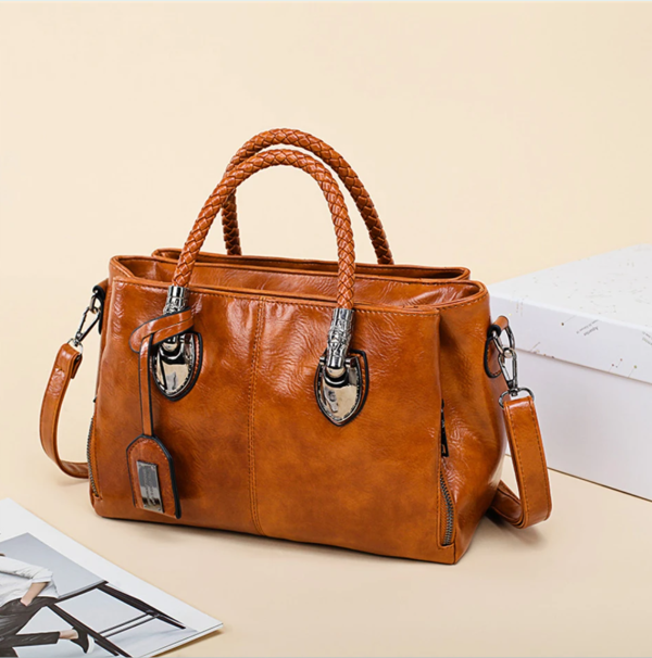 Large Capacity Vintage Brown Handbags Tote Shoulder Crossbody Bag For Women - Image 2