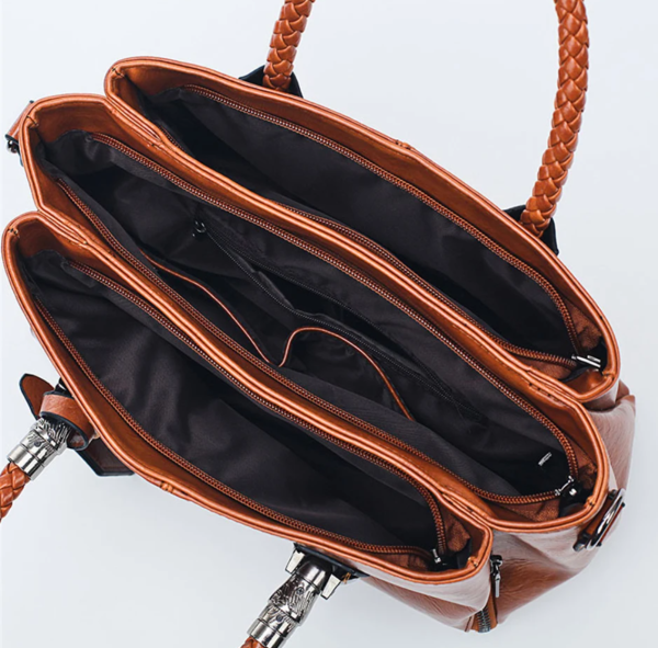 Large Capacity Vintage Brown Handbags Tote Shoulder Crossbody Bag For Women - Image 9