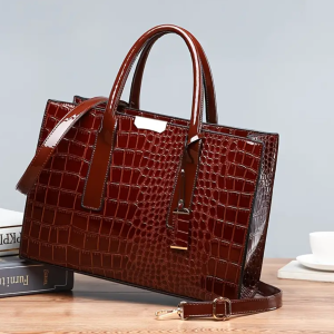 Large Capacity Crocodile Vintage Brown Handbags Tote Shoulder Crossbody Bag For Women