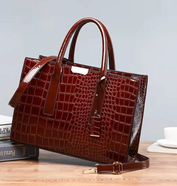 Large Capacity Crocodile Vintage Brown Handbags Tote Shoulder Crossbody Bag For Women