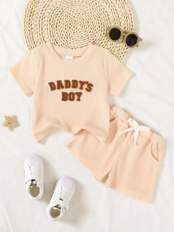 Luxury Cream Beige Daddy's Boy Waffle Comfortable Baby Dress