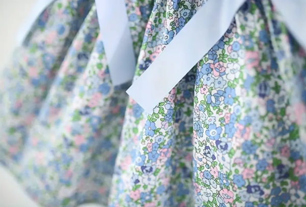 Light Blue Floral Print Sleeveless Cute Baby Girl Dress - Image 3