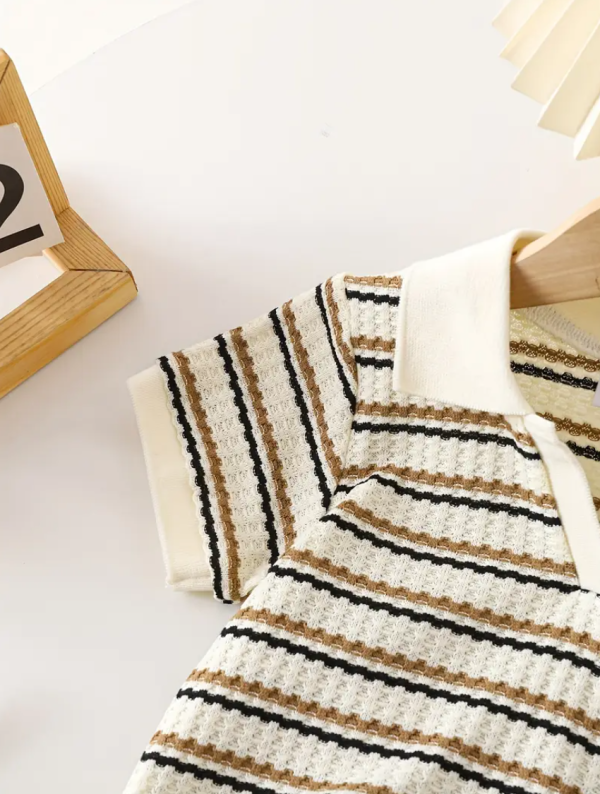 Summer Set Cream Black Collared Top And Pant Design - Image 7