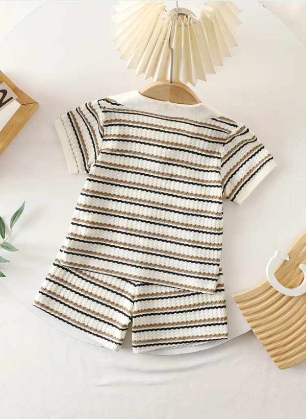 Summer Set Cream Black Collared Top And Pant Design - Image 6
