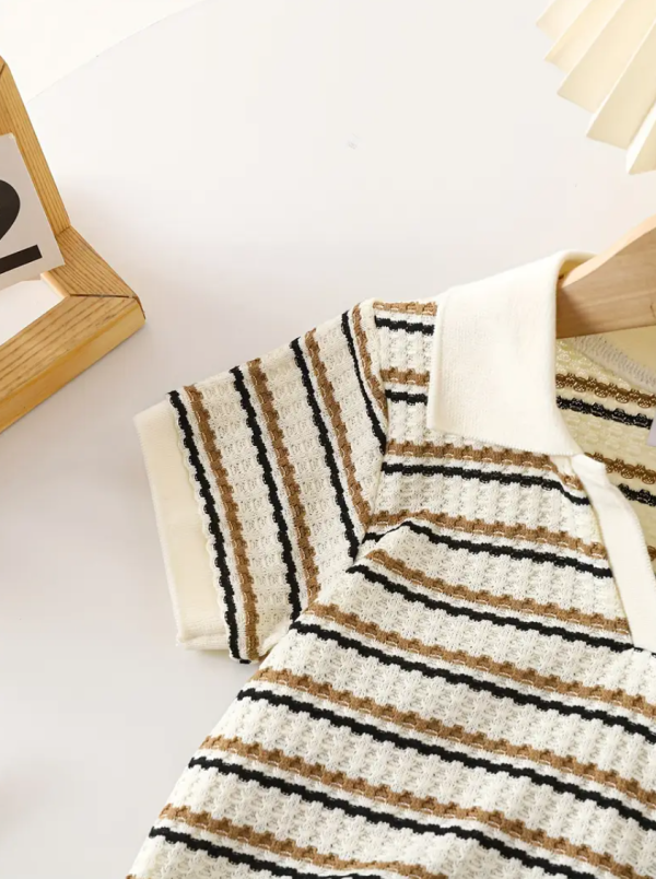Summer Set Cream Black Collared Top And Pant Design - Image 5