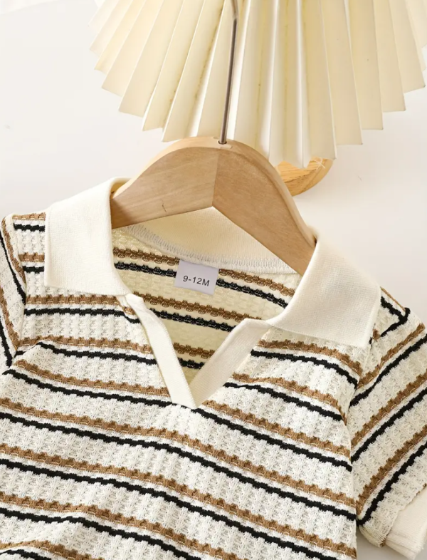 Summer Set Cream Black Collared Top And Pant Design - Image 4