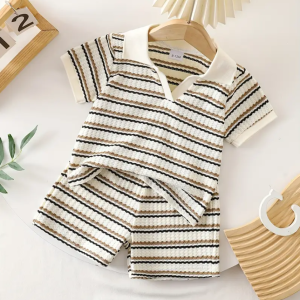 Summer Set Cream Black Collared Top And Pant Design