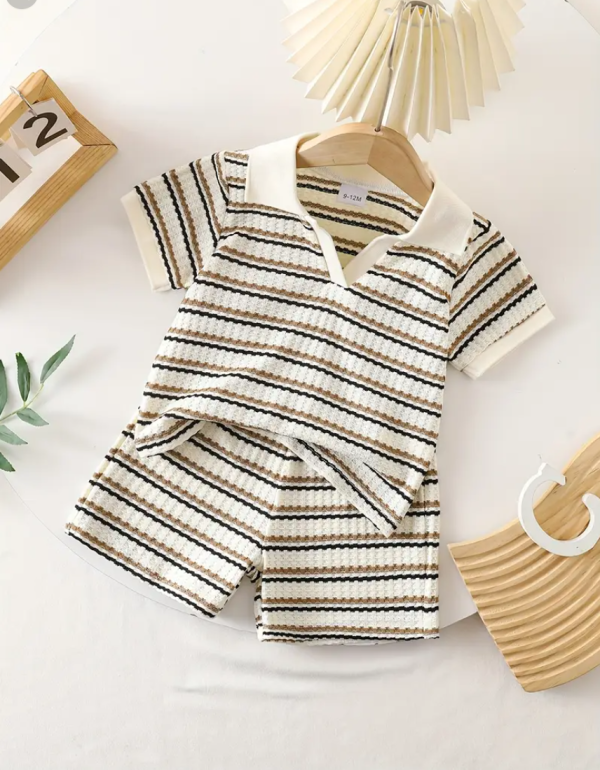 Summer Set Cream Black Collared Top And Pant Design