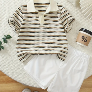 Cream Black Stripe Comfortable Summer T Shirt Pant Design