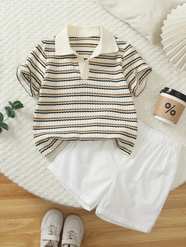Cream Black Stripe Comfortable Summer T Shirt Pant Design
